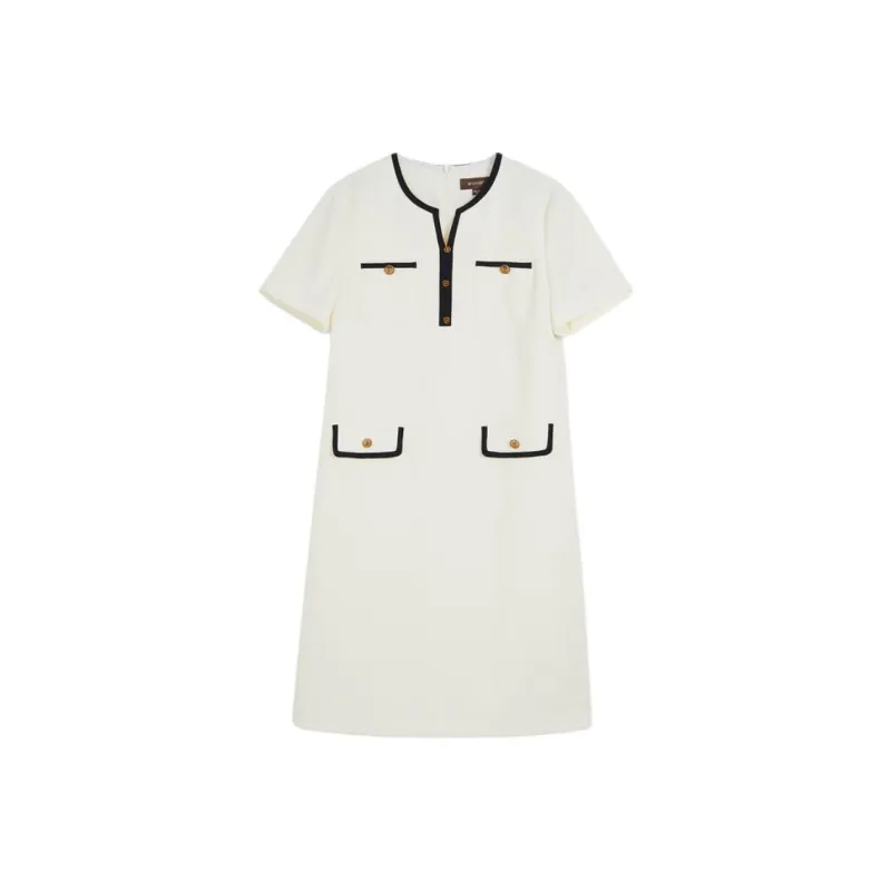 Yiner Short Sleeved Dresses Women's Cream White-0