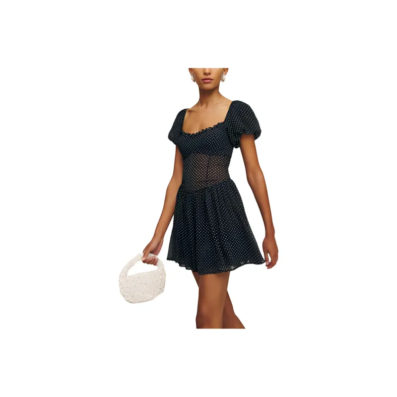 REFORMATION Davonne Dress Short-Sleeved Dresses Women's Black-0