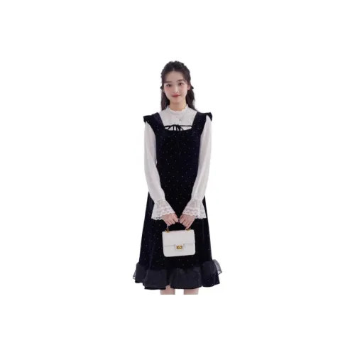 DEAR DEER PUFF Sleeveless Dress Women's Black