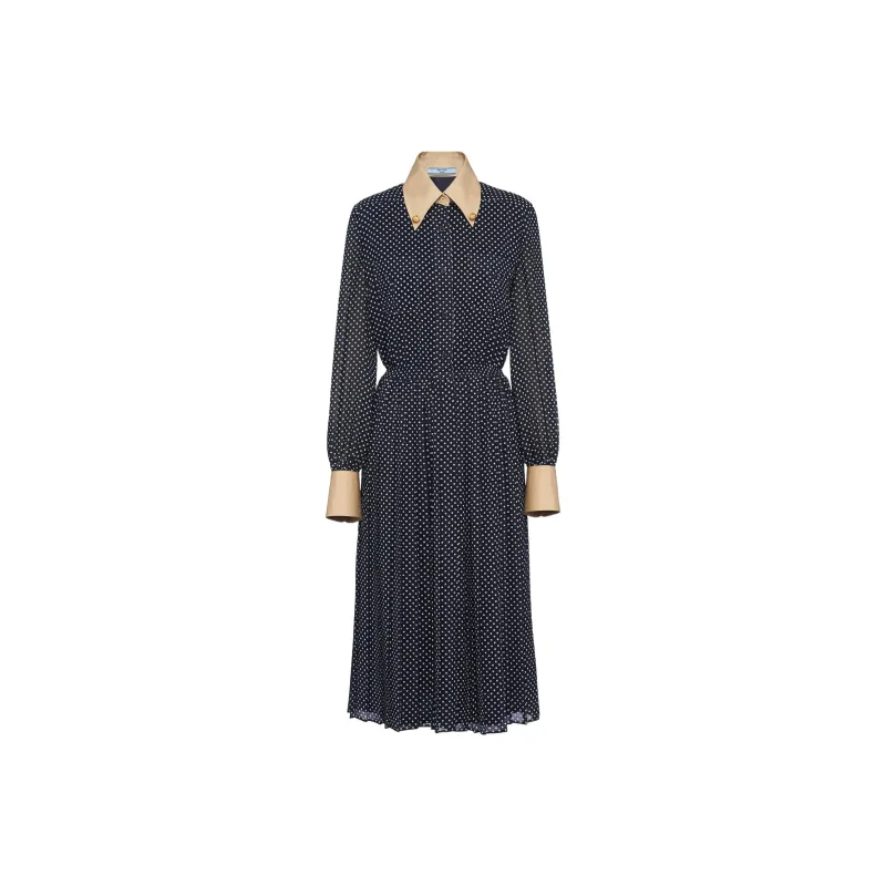 PRADA SS24 Long-Sleeved Dresses Women's Marine Blue-0