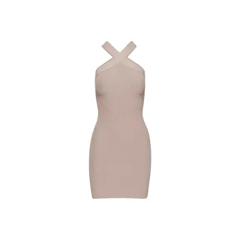 ARITZIA Babaton Sculpt Knit Criss Cross Dress Sleeveless Dress Women's Kasha Taupe