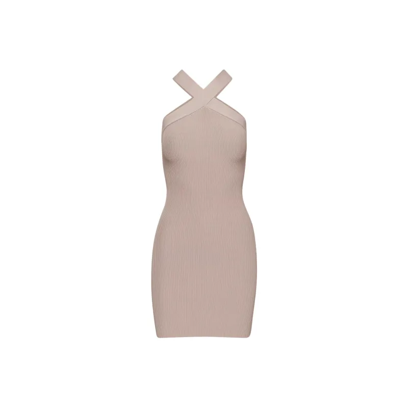 ARITZIA Babaton Sculpt Knit Criss Cross Dress Sleeveless Dress Women's Kasha Taupe-0