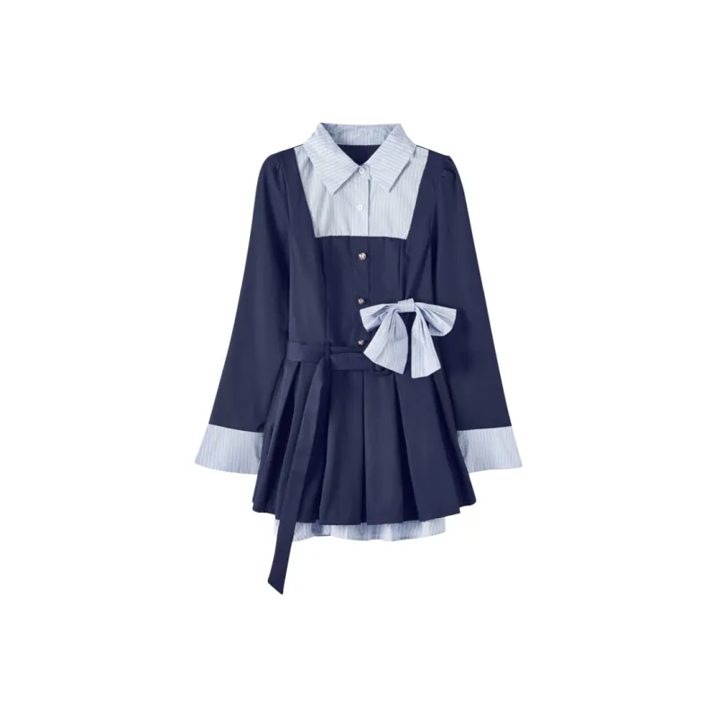 Incolore Long Sleeved Dress Women's Blue-0