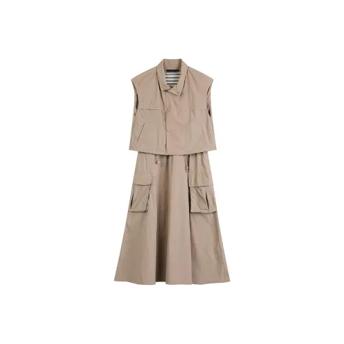 ELF SACK Two Piece Skirt Sets Women's Vintage Advertisement Khaki