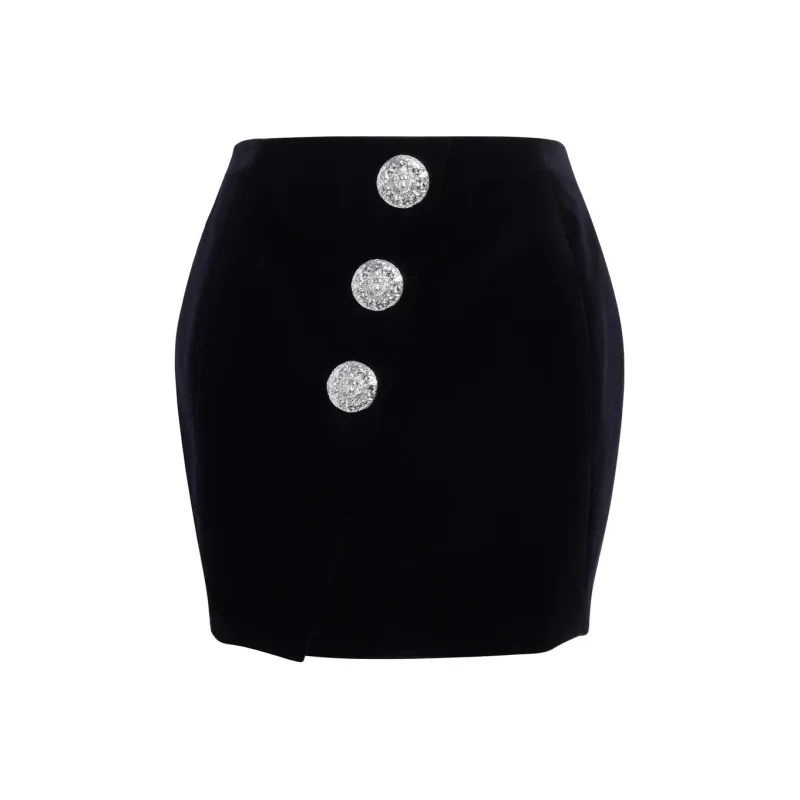 BALMAIN Buttoned High Waisted Mini Skirt-0