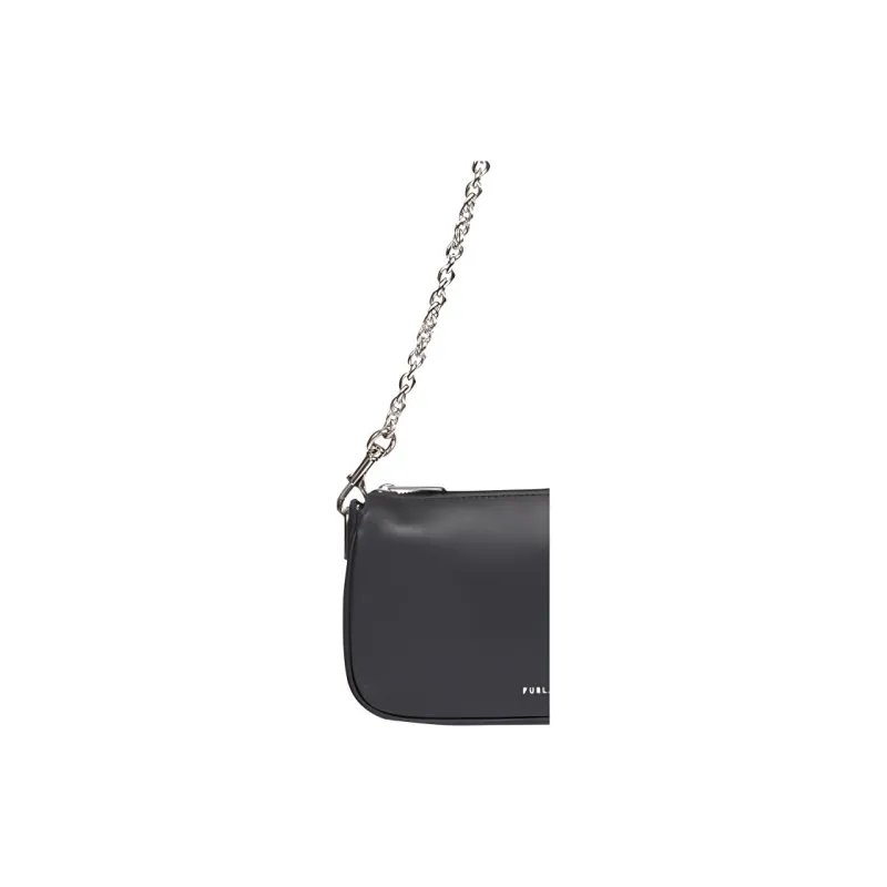 Furla Moon Grained Leather Shoulder Bag Women's Black-3