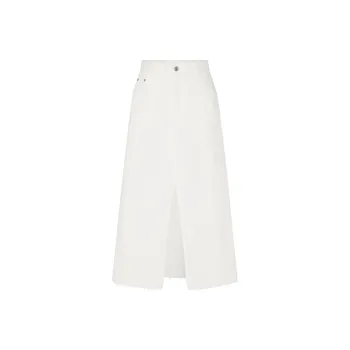 MO&CO Casual Long Skirts Women's Denim White
