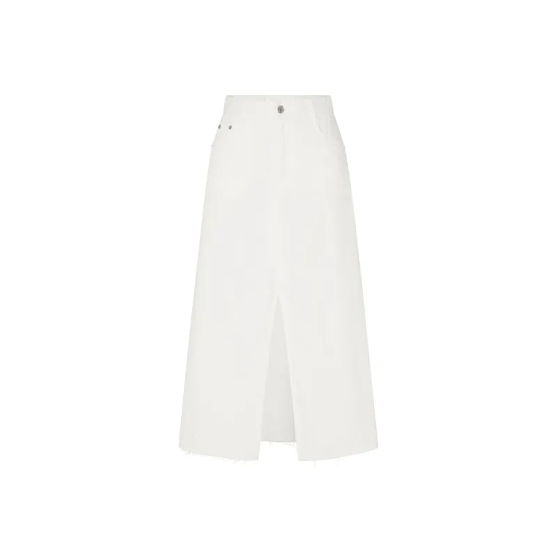 MO&CO Casual Long Skirts Women's Denim White-0