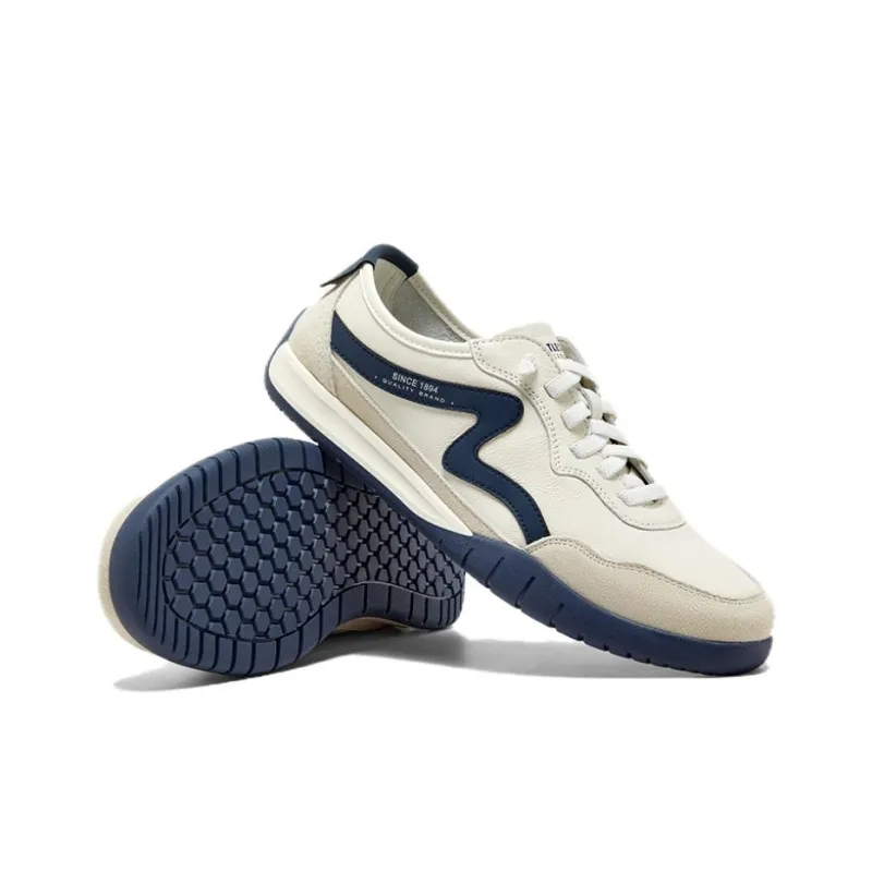 BATA Waterproof Low Top Casual Shoes Men's Beige White Blue-3