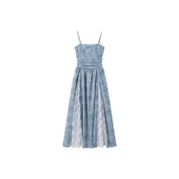 HUINIAN Slip Dress Women's Persian Chrysanthemum Blue
