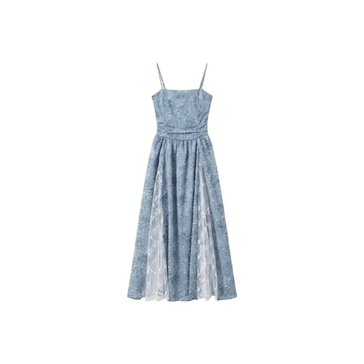 HUINIAN Slip Dress Women's Persian Chrysanthemum Blue-0