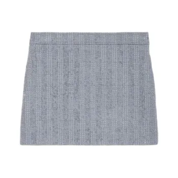 GUCCI Wool Tweed Mini Skirt 'Blue Stone'