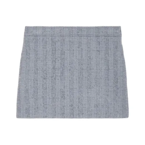 GUCCI Wool Tweed Mini Skirt 'Blue Stone'