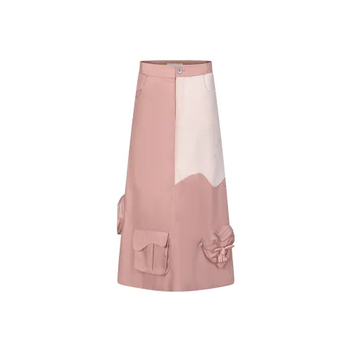 1 TROP FORT Casual Long Skirts Women's Pink