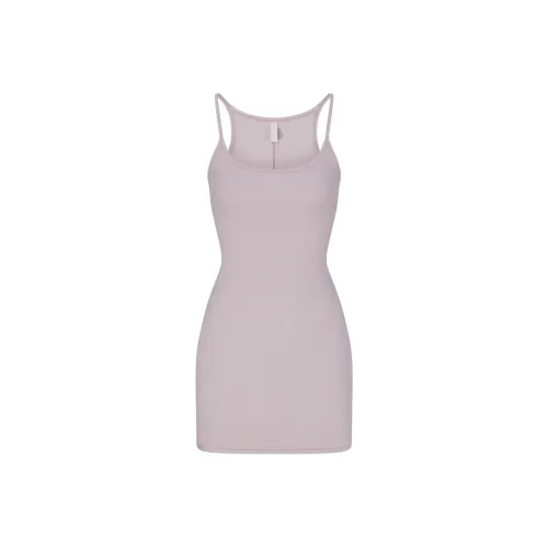 SKIMS COTTON RIB MINI CAMI DRESS Slip Dress Women's OYSTER/Oyster