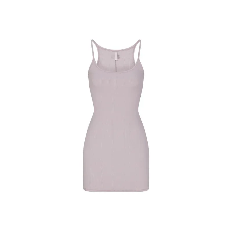 SKIMS COTTON RIB MINI CAMI DRESS Slip Dress Women's OYSTER/Oyster-0
