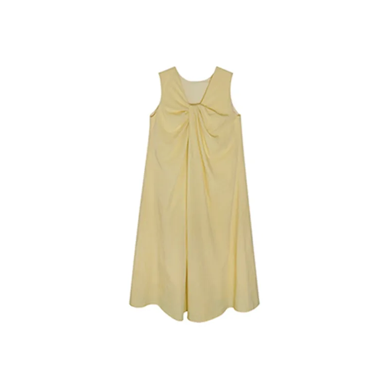 Ning Cai Yuer Sleeveless Dress Women's Yellow-0