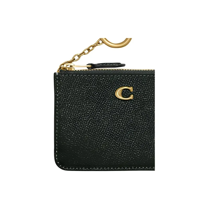 COACH Skinny Id Case Cross Grain Leather Coin Purse, Card Holder Mini Women's Amazon Green-4