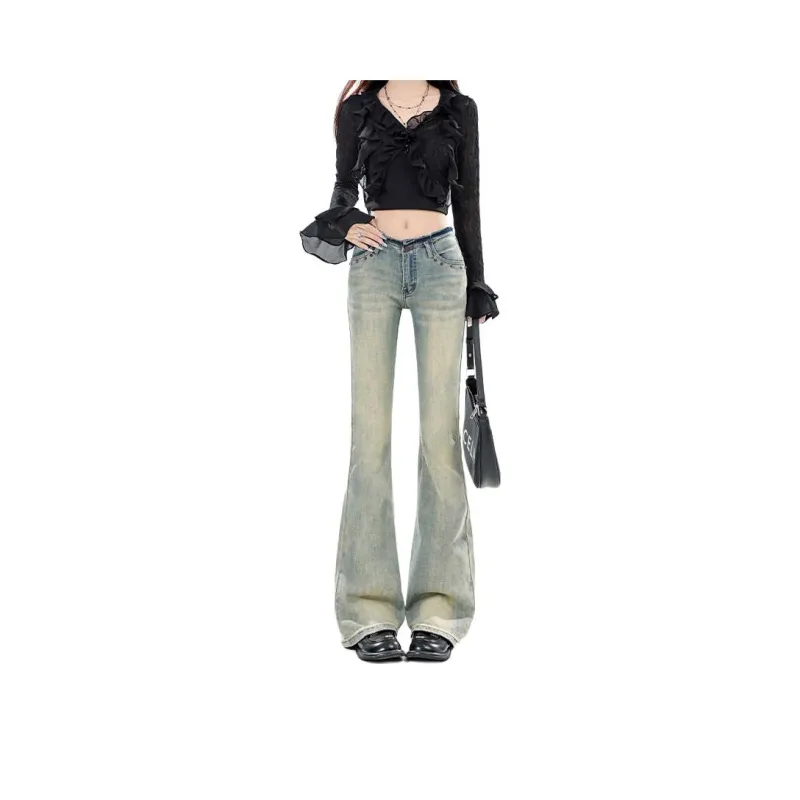 YINLEI Jeans Women's Yellow-0