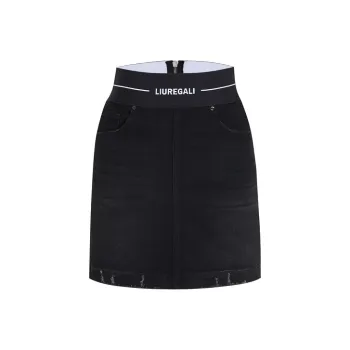 LIUREGALI Denim Short Skirts Women's Black
