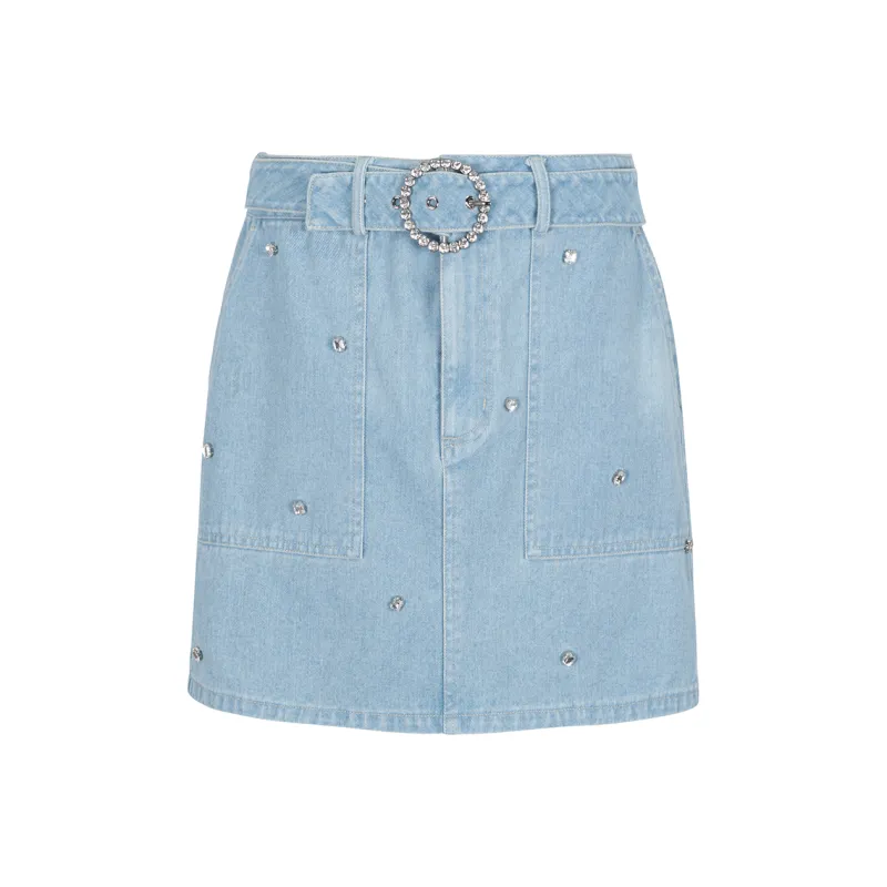 XANDRA Denim Short Skirts Women's Sky Blue-0