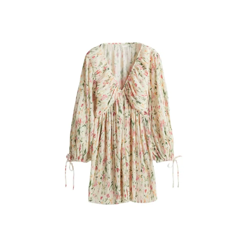 H&M Long Sleeved Dresses Women's White/Floral-0