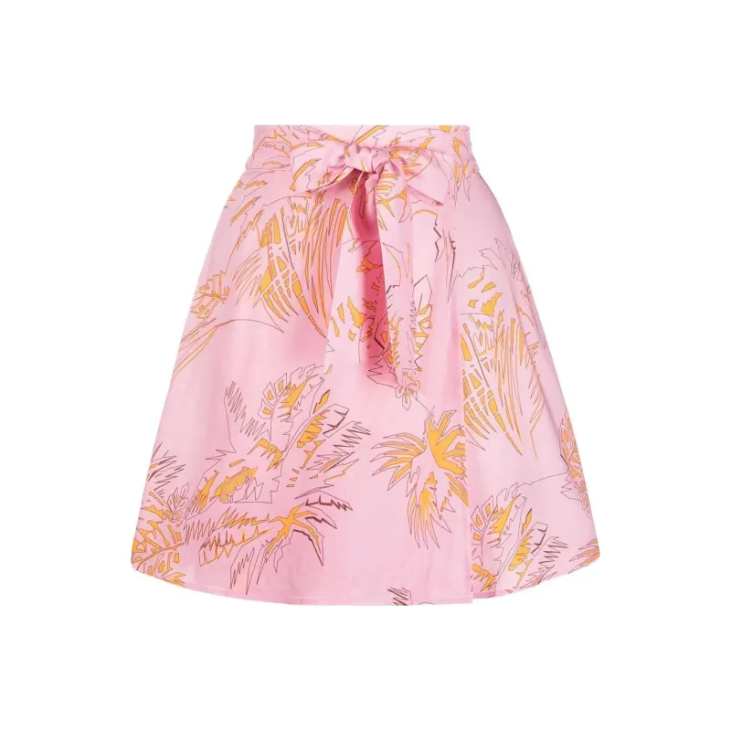 PALM ANGELS Palm Tree-print Bow-detail A-Line Skirt-0