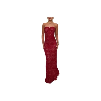 PRINCESS POLLY HAILEES LACE STRAPLESS MAXI DRESS Sleeveless Dress Women's RED/Red