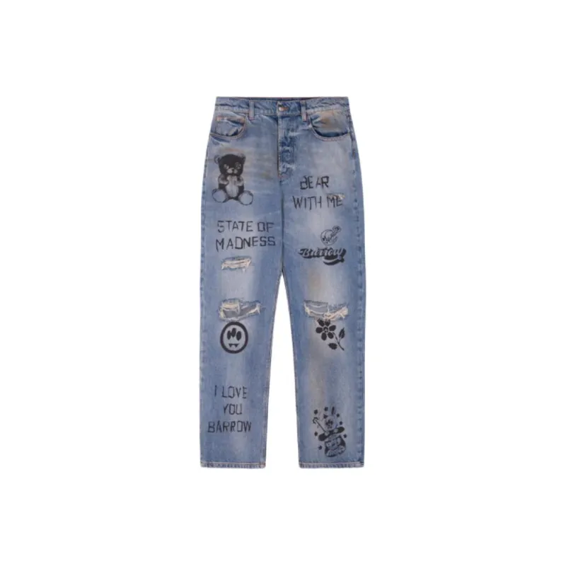 Barrow Sketch-style Print Jeans-0