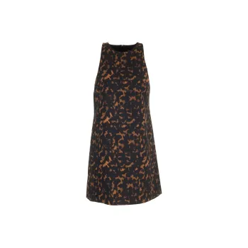 THEORY Tortoiseshell Printed Sleeveless Mini Shift Dress