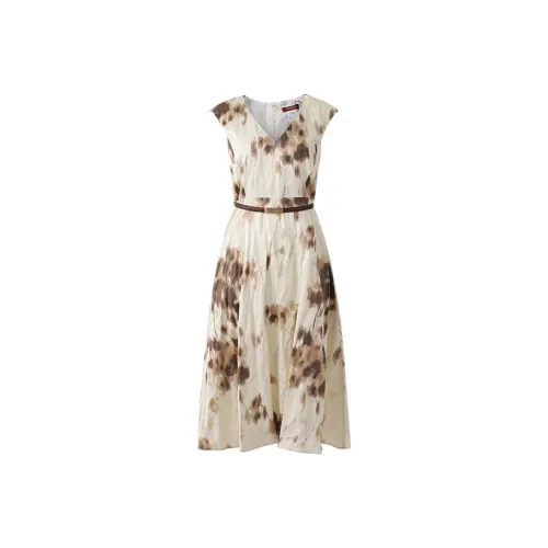 MaxMara Studio Pineta Collection FW24 Sleeveless Dress Women's Tan