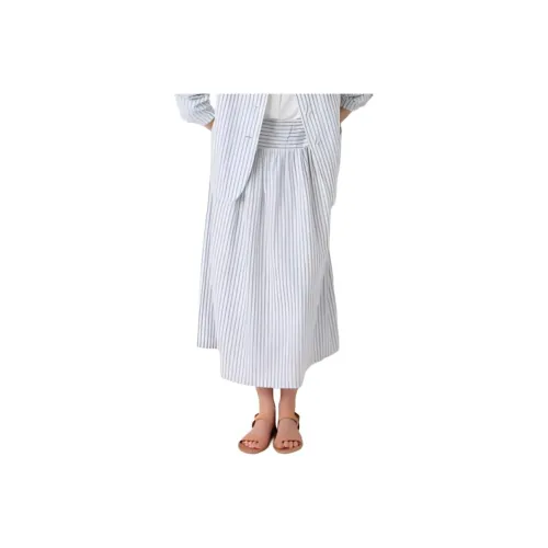 Ines De La Fressange X UNIQLO X Ines De La Fressange Casual Long Skirts Women's Light Blue