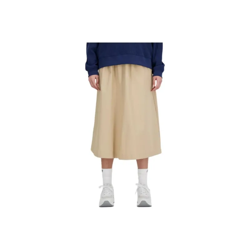 New Balance Athletics Icono Graphic Casual Long Skirt Women's Beige Yellow-0