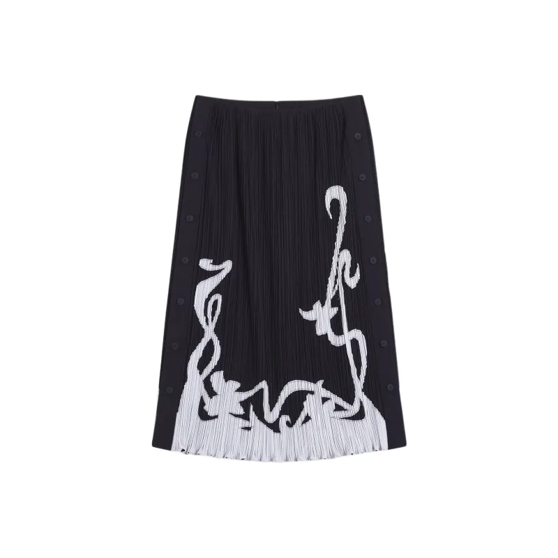 Lanvin Two Toned Straight Hem Pleated Skirt-0