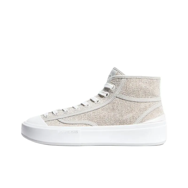 MICHAEL KORS Jude High Top Canvas Shoes Women's Beige-0