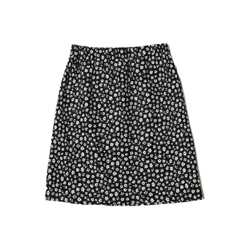 UNRETRO Casual Short Skirts Women's Black And White Floral
