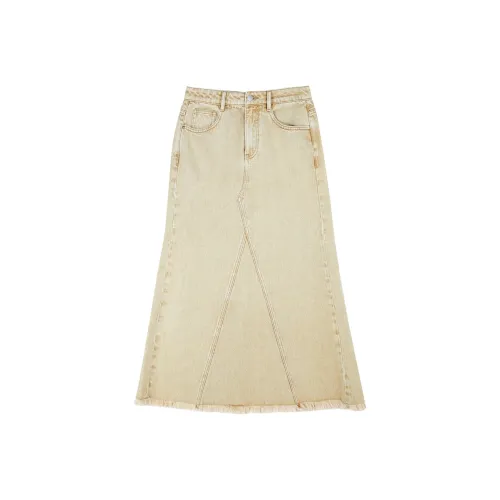 3COLOUR Casual Long Skirts Women's Khaki