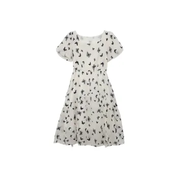 Icicofficial Short Sleeved Dress Women's Butterfly Print