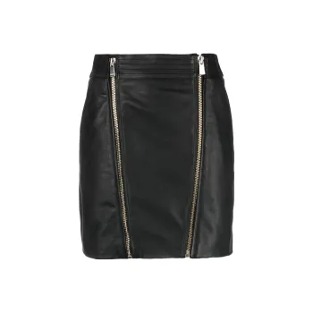 PINKO Zip up Leather Miniskirt