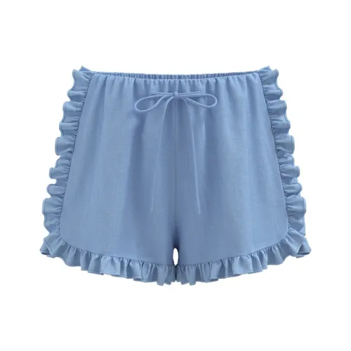 URBAN REVIVO Casual Bardot shorts Women's Blue