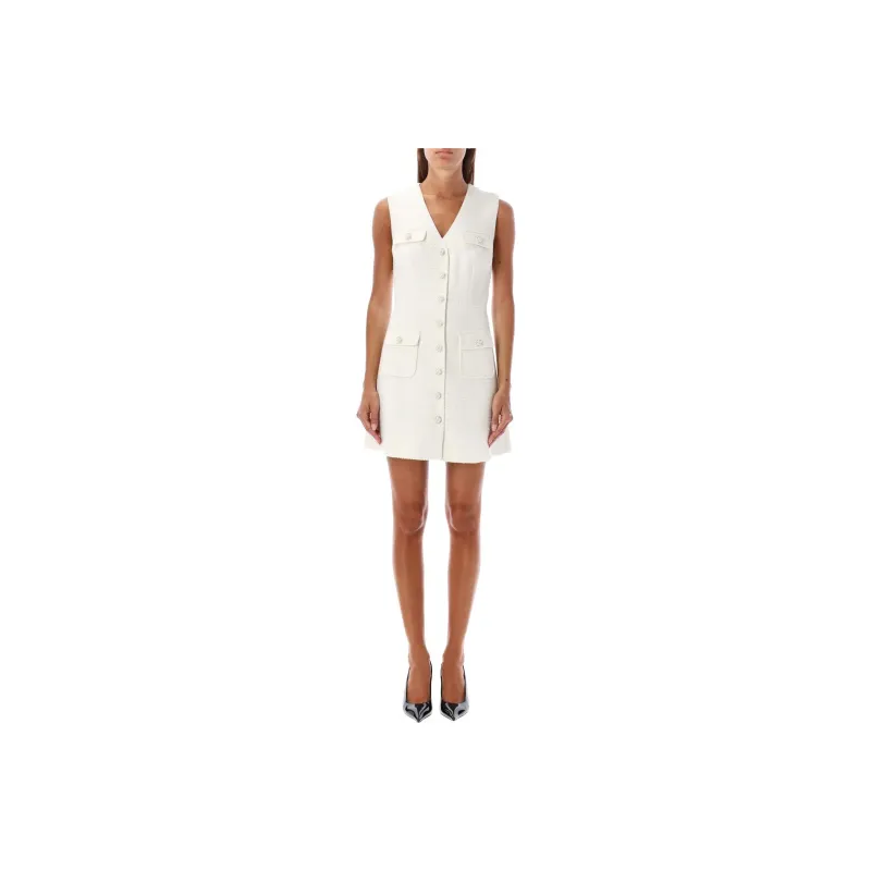 Self portrait Tinsel Boucle Buttoned Mini Dress-0