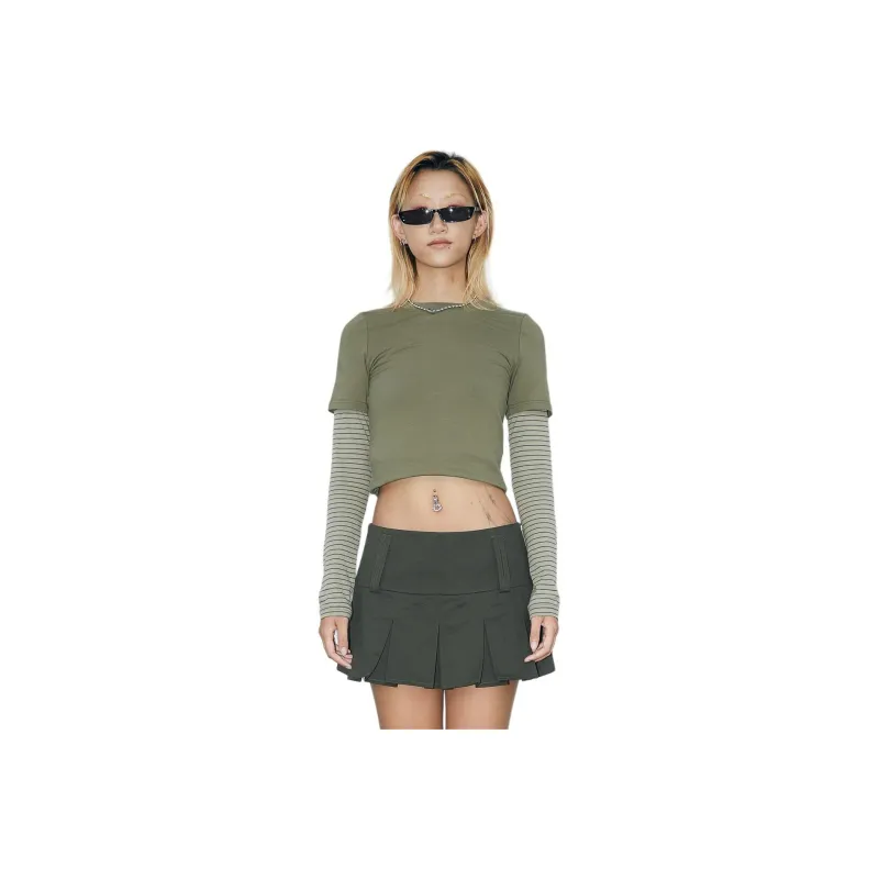 TAXIPHONE Casual Short Skirts Women's Olive Green-0