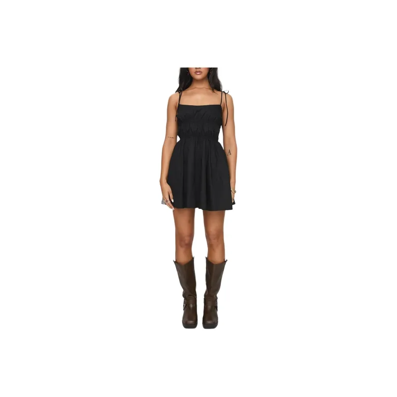PRINCESS POLLY Jacksonne Mini Dress Slip Dresses Women's BLACK/Black-0