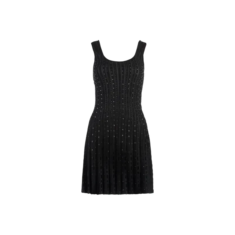 VERSACE Plissé knit Sleeveless Minidress-0