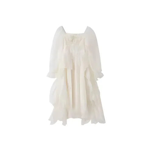 Zonibom Long Sleeved Dresses Women's Apricot