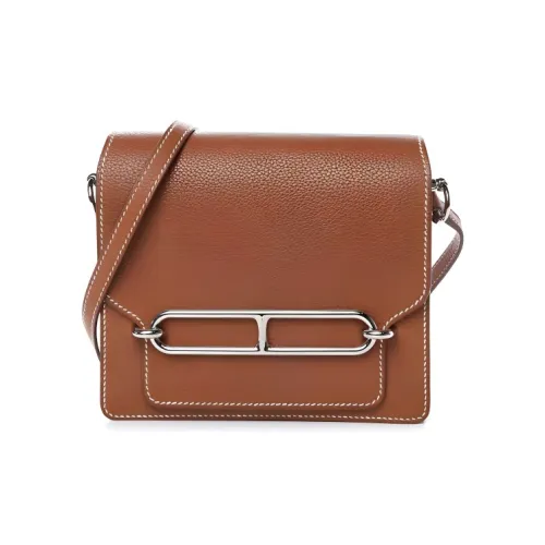 HERMES Roulis Saddle Leather Pig Nose Bag, Handheld Shoulder Bag, Crossbody Bag Women's 34 Fauve Light Tawny