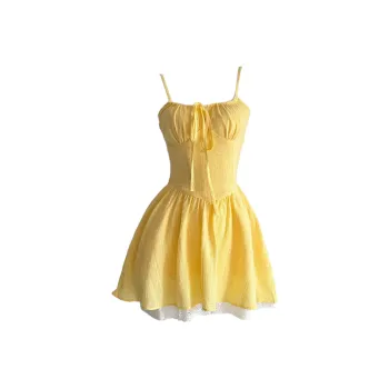 QYPRF Slip Dress Women's Yellow