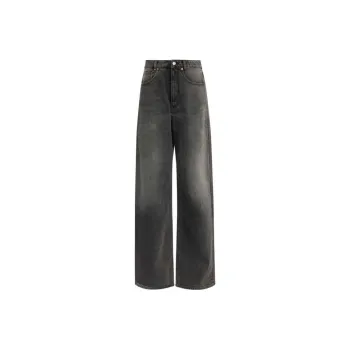 MM6 Maison Margiela Logo Patch Asymmetric Wide Leg Jeans