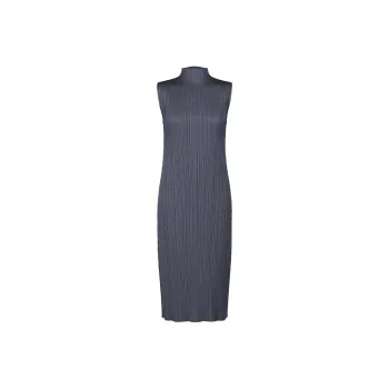 PLEATS PLEASE ISSEY MIYAKE Sleeveless Dress Women's Gray Marine Blue