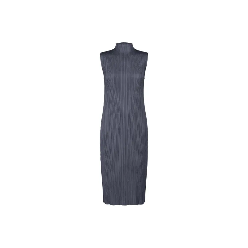 PLEATS PLEASE ISSEY MIYAKE Sleeveless Dress Women's Gray Marine Blue-0